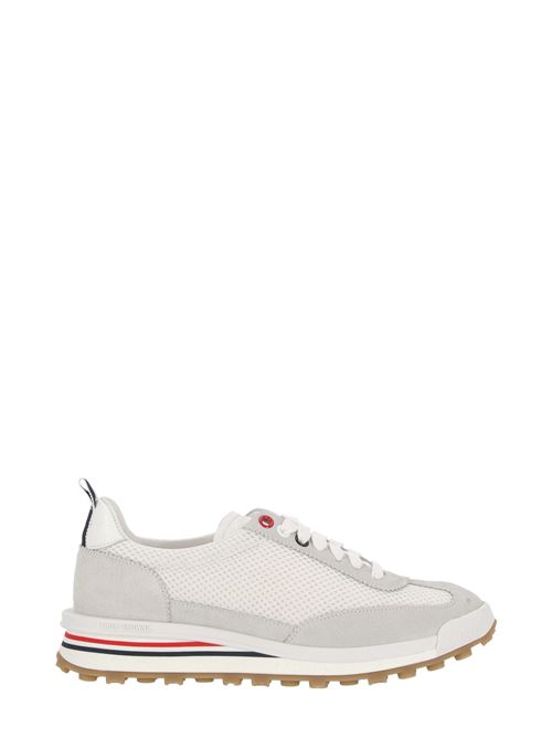 White/light grey suede sneaker THOM BROWNE | FFD054A06552100